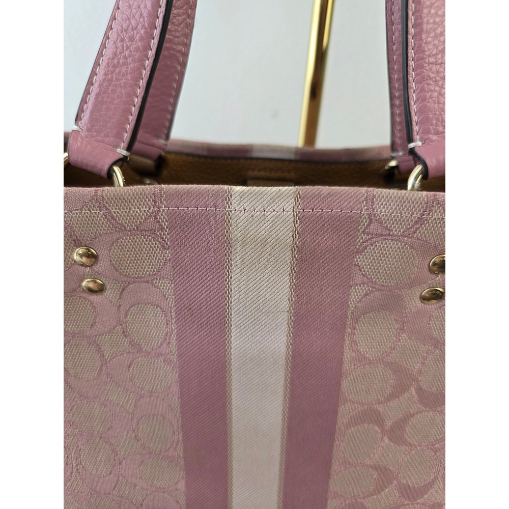 Coach Dempsey Tote 22 Signature Canvas Pink Varsity Stripe C8417 Crossbody Bag - Picture 4 of 11